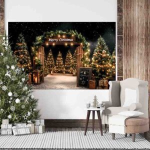 Fondo Navideño de Bosque Nevado Encanto de Navidad