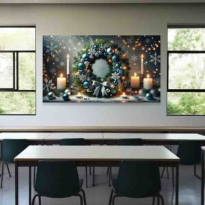 Backdrop Navideño con Corona de Adviento Luz del Bosque Navideño