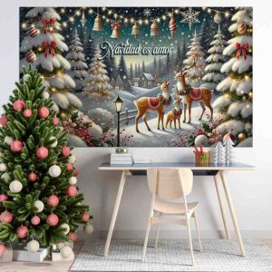 Fondo para Fotos de Navidad Magia de los Renos