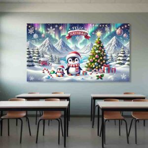Fondo Navideño con Paisaje Polar Fiesta Navideña