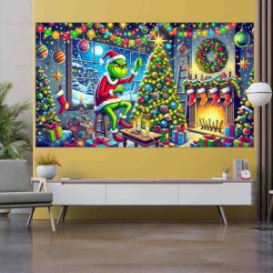 Backdrop photocall navidad  Grinch de la Alegría