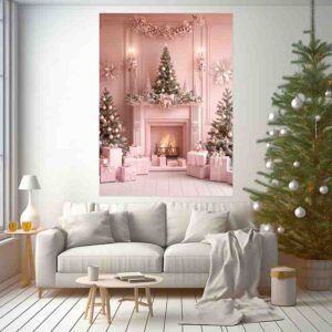 Backdrop Chimenea Navideña  Navidad Pastel