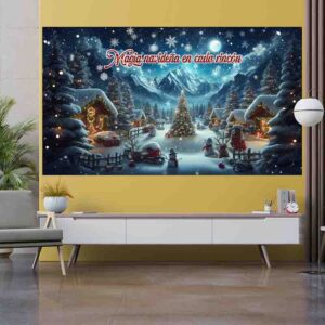 Fondo Copos de Nieve backdrop Navidad en el Pueblo