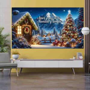 Backdrop de Nieve Invernal navidad Casa Decorada