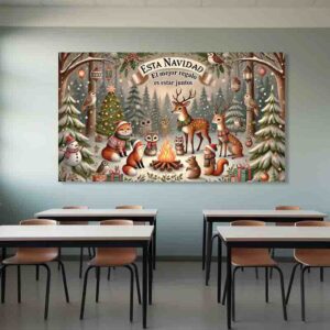 Fondo Navideño de Bosque Nevado Fauna Mágica