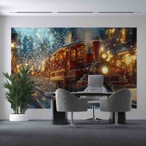 Photocall de Navidad con Tren Viaje Nevado