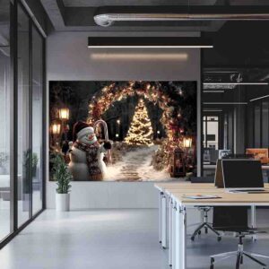 Fondo Navideño de Bosque Nevado Bosque Iluminado