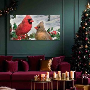Cuadro Aves Navideñas en Nieve