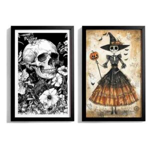 Pack Cuadros Halloween Vintage 2pzas Bruja Sabia