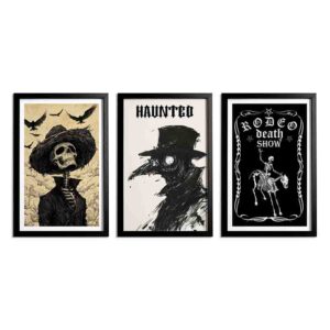 Set 3 Cuadros Halloween Terror Decoración Bruja y Cráneo