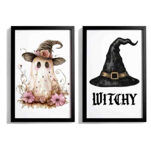 Set 2pzas Cuadros Catrina Decoración Bruja y Fantasma