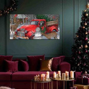 Cuadro Camión Rojo Vintage Navidad