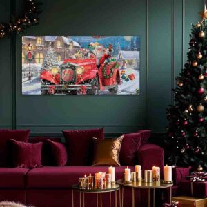Cuadro Coche y Nieve Navideño