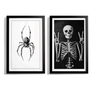 2 Cuadros Decoración Esqueletos Set Esqueleto Elegante