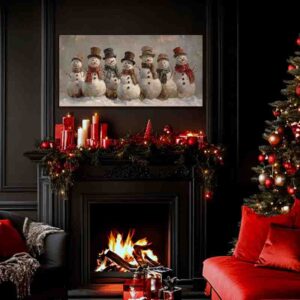 Cuadro Muñecos de Nieve y Luces