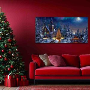 Cuadro Paisaje Nevado Navideño