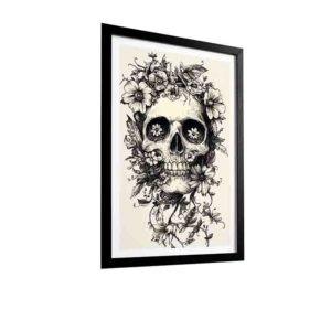 Cuadro Flower Skull  Floral Estilo Retro