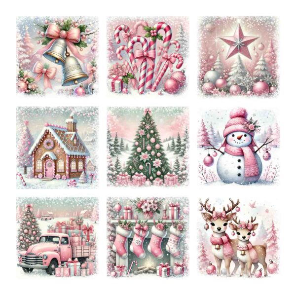 Azulejos Adhesivos Navideños Rosados para Cocina Baño - Image 6