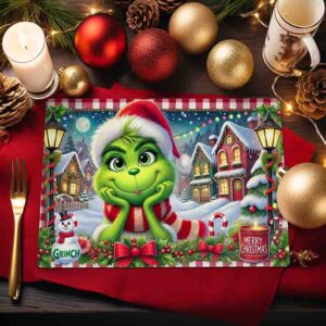 Manteles Individuales del Grinch bebe para Mesa Navideña Mod. Vellaquien