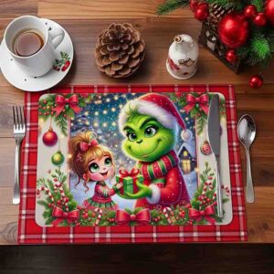 Manteles Individuales del Grinch Tierno Divertido Mod. Niña
