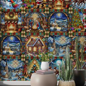 Mosaicos Autoadheribles de Navidad en Estilo Vitral