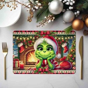 Manteles Individuales de Navidad el Grinch bebe Mod. Chimenea