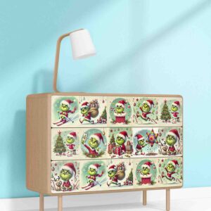 Vinil Adherible Grinch para Decorar Baños en Navidad