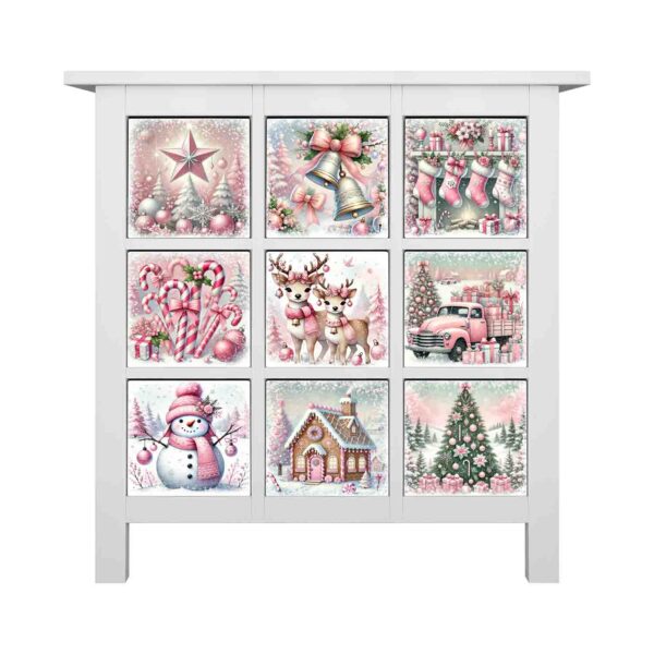Azulejos Adhesivos Navideños Rosados para Cocina Baño - Image 2