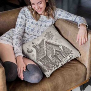 Fundas para cojines de navidad estilo grabado vintage MOD. Casita de Jengibre de los Sueños