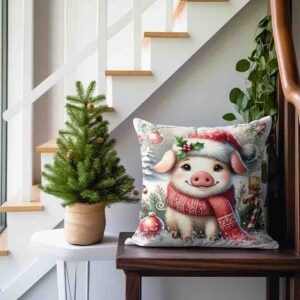 Cojines para sala navideños estilo Animales de la granja MOD.Cerdo