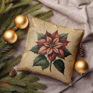 Cojines para navidad estilo botánico sepia vintage MOD. Flor de Pascua