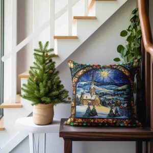 Cojines navideños para sala estilo vitral MOD. Luz en la Colina