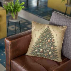 Fundas de navidad para cojines estilo botánico sepia vintage MOD. Pino navideño