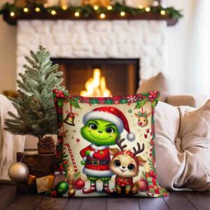 Cojin navideño de grinch MOD. Reno y Grinch en Navidad