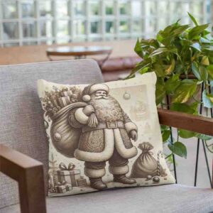 Fundas navideñas para cojines estilo grabado vintage MOD. Santa Claus Clásico
