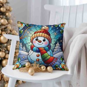 Funda navideña para cojin estilo vitral MOD. Sonrisas de Nieve