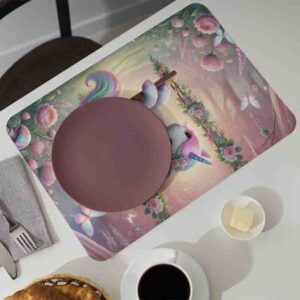 Mantelitos para mesa feliz cumple unicornio Primavera Encantada