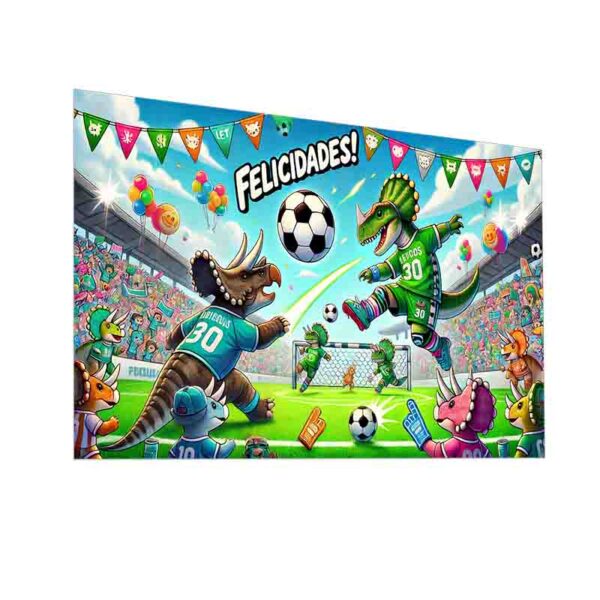 Decoración de dinosaurios Backdrop photocall Mod.Dino Gol Festivo - Image 3