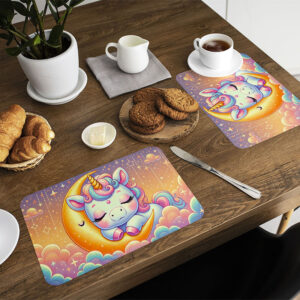 Decoración de unicornio manteles individuales para mesa Luna de Caramelo