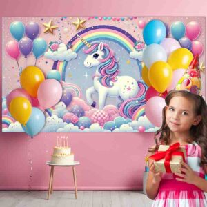 Backdrop fiesta tematica unicornio Brillo Celestial