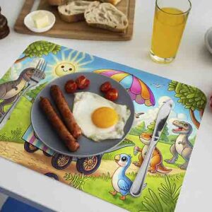 Decoración mesa cumpleaños de dinosaurios manteles Mod.Helado Jurásico
