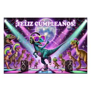 Backdrop photocall temática de dinosaurios Mod.Rugidos en la Pista