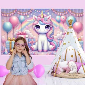 Backdrop decoración temática de unicornios Arcoíris de Fiesta