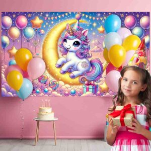 Decoracion de unicornio Backdrop photocall Dulces de Estrellas