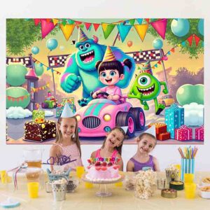 Backdrop decoración fiesta temática de boo monster inc Mod.Aventura en la Pista