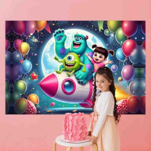 Backdrop fotos boo monster inc tierna Mod.Fiesta en el Espacio Exterior