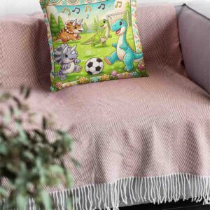 Cojín para niño decoración de dinosaurios Mod.Fútbol Jurásico