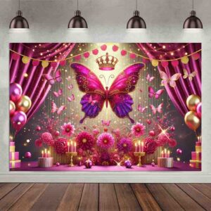 Mariposas para decorar fiestas Backdrop Mod.Queen Rosa