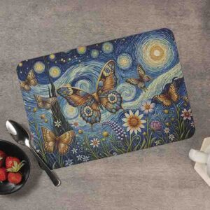 Hermosas mariposas mantel individual para mesa Mod.Noches de Van Gogh
