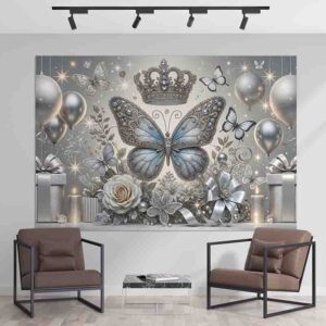 Decoración de fiestas de mariposas Backdrop fotos Mod.Silver